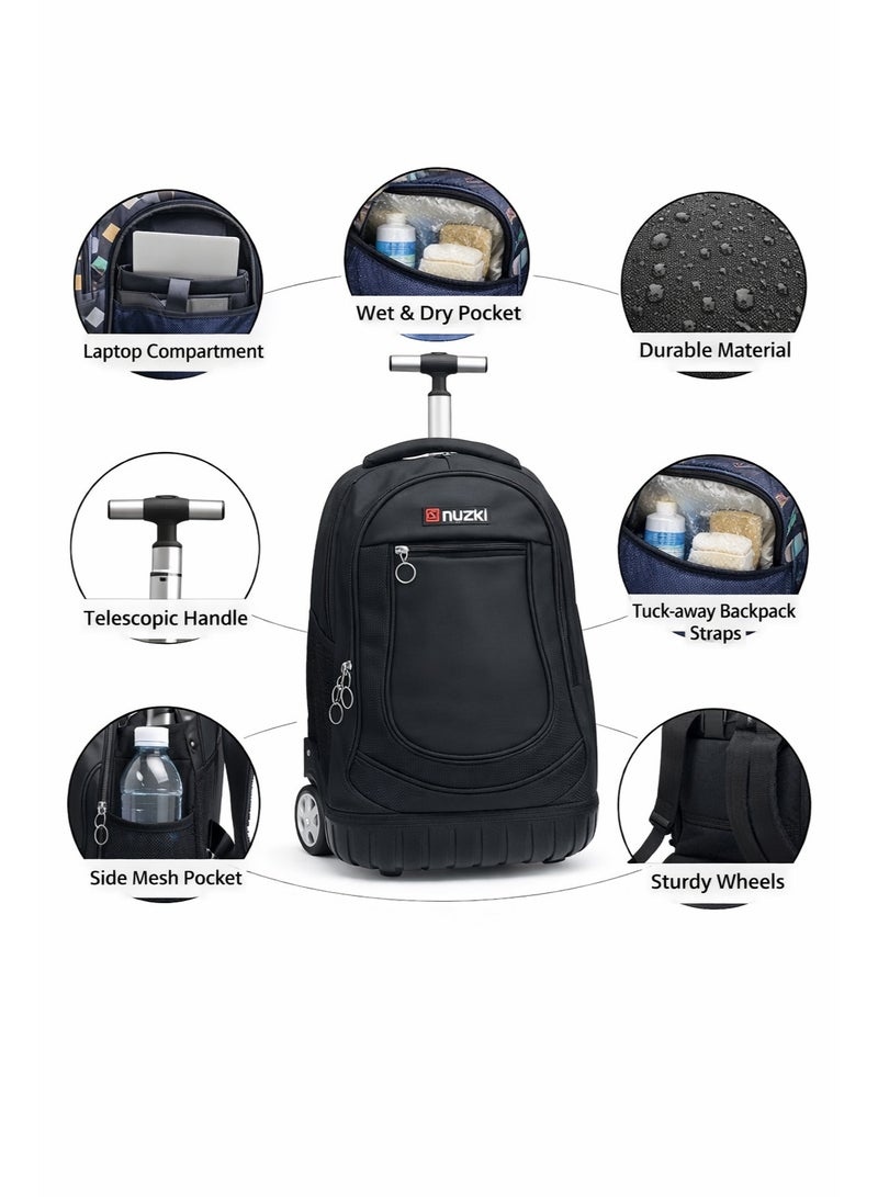 نوزكي حقيبة مدرسية ترولي نوزكي للطلاب - مقاس 16 بوصة - حقيبة متعددة الوظائف بعجلات - مناسبة للأولاد والبنات - Image 4